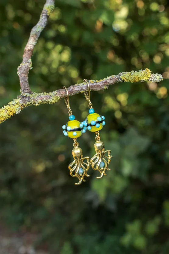 Boucles d'oreilles "La pieuvre des profondeurs"