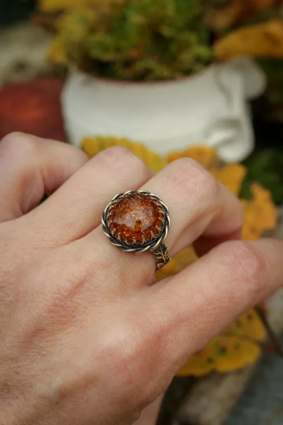 bague ambre naturel