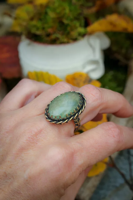 bague artisanale prehnite